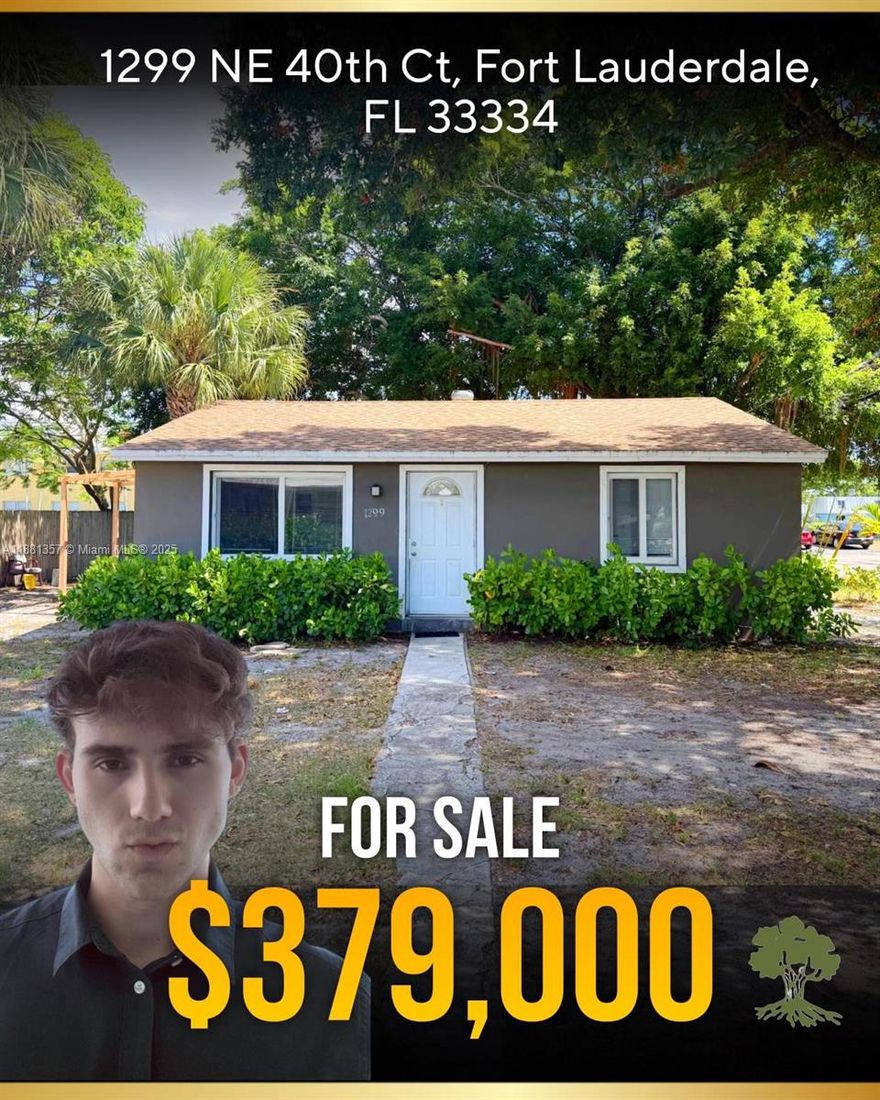 BEAUTIFUL 2BD/1BA CORNER HOME FOR SALE – OAKLAND PARK, FL! 
Charming single-family residence in a peaceful, family-oriented neighborhood in vibrant Oakland Park, just north of Fort Lauderdale. This 1953-built gem spans 780 sq ft on a generous 5,958 sq ft corner lot, offering modern updates, tile flooring, and a large yard ideal for relaxation or entertaining. Perfect for first-time buyers, young professionals, or investors in this cozy town known for its booming main drag, diverse real estate, and convenient access to South Florida's attractions!