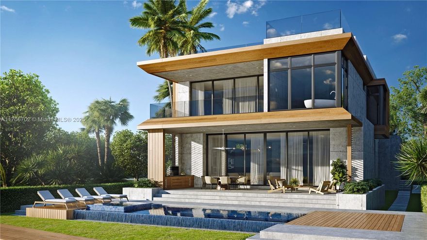 Poised for completion in October 2025, this exquisite 5,772 sqft new construction designed by Calil Architects is set to be a one-of-a-kind masterpiece. Offering 6 bedrooms, staff quarters, 7.5 bathrooms, and a tastefully designed Chef’s Kitchen, this home is the embodiment of sophistication and modern elegance. Highlights include 62 feet of waterfront, private dock, two summer kitchens, an elevator, and more. The residence boasts 11-foot ceilings throughout both levels and a remarkable 2,000-square-foot rooftop with a spa and summer kitchen. From the master suite, take in breathtaking views of the water from the terrace, complemented by a boutique-inspired walk-in closet. One of only 59 homes in this exclusive enclave, the property also provides private access to an oceanfront beach club.