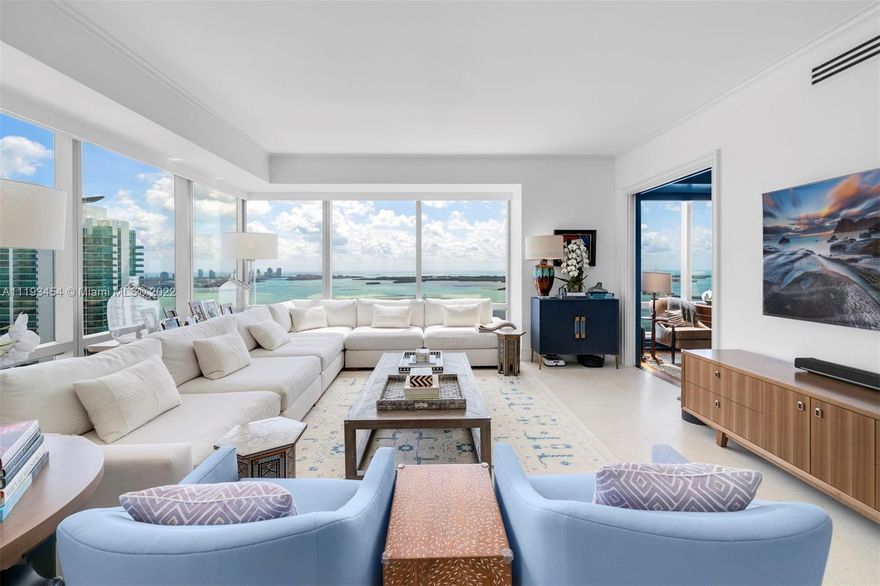 Enjoy living a life of ultimate luxury at the coveted Four Seasons Brickell. This 4 bedroom, 3 full and 2 half bathroom residence soaring 41 stories in the sky offers breathtaking city, ocean and Biscayne Bay views from floor-to-ceiling windows. Open floorplan allows you to enjoy views from every space. Features include a gourmet kitchen with marble countertops, top-of-the-line SubZero and Mercury appliances and a balcony overlooking the city, 4th bedroom was converted to an office, principal bedroom with seating area, 2 principal walk-in closets, boutique style shoe display wall, spa-like principal dual bathrooms and a junior principal suite with a walk-in closet. Four seasons five star amenities include a concierge, 24-hr valet, restaurants, 3 pools with cabanas, a spa and Equinox gym.