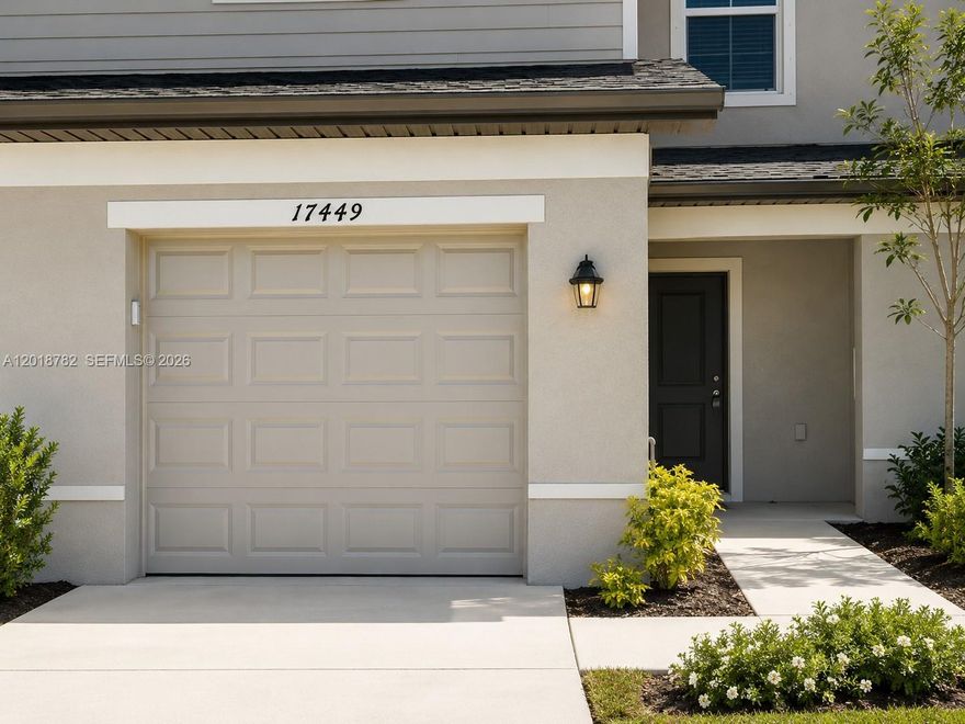 Welcome to this stunning 3-bedroom, 2-bathroom two-story townhome located in a newly developed community with tranquil water views. This beautifully designed home features an open-concept layout with a spacious kitchen complete with stainless steel appliances, pantry, and plenty of cabinet space perfect for entertaining and everyday living. Enjoy natural light throughout the home with sliding glass doors leading to a large backyard overlooking the water. The spacious bedrooms provide comfort and flexibility, while the modern design and functional floor plan make this home ideal for new and established families. Conveniently located near shopping, dining, schools, and major highways.

Photos furniture and accessories are staged. All other aspects of the photo showing the layout and rooms show the property true setup