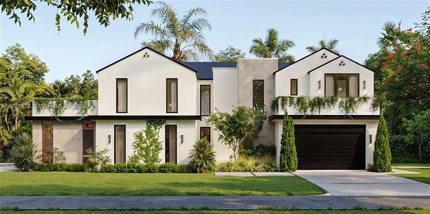 Set on an expansive 11,250 SF corner lot on a quiet South Miami street, this residence is the perfect fusion of modern design and refined luxury. With 5 spacious bedrooms, 6.5 bathrooms, a sleek open layout, and top-tier marble and porcelain finishes, the home offers effortless indoor-outdoor living. Highlights include a MiaCucina kitchen, oversized butler’s pantry with wine storage, summer kitchen, cabana bath, and impact glass throughout. The primary suite features a private terrace, spa bath, and dual walk-in closets. A rare, lushly landscaped oasis near top private schools. Ready for occupancy July 2025.