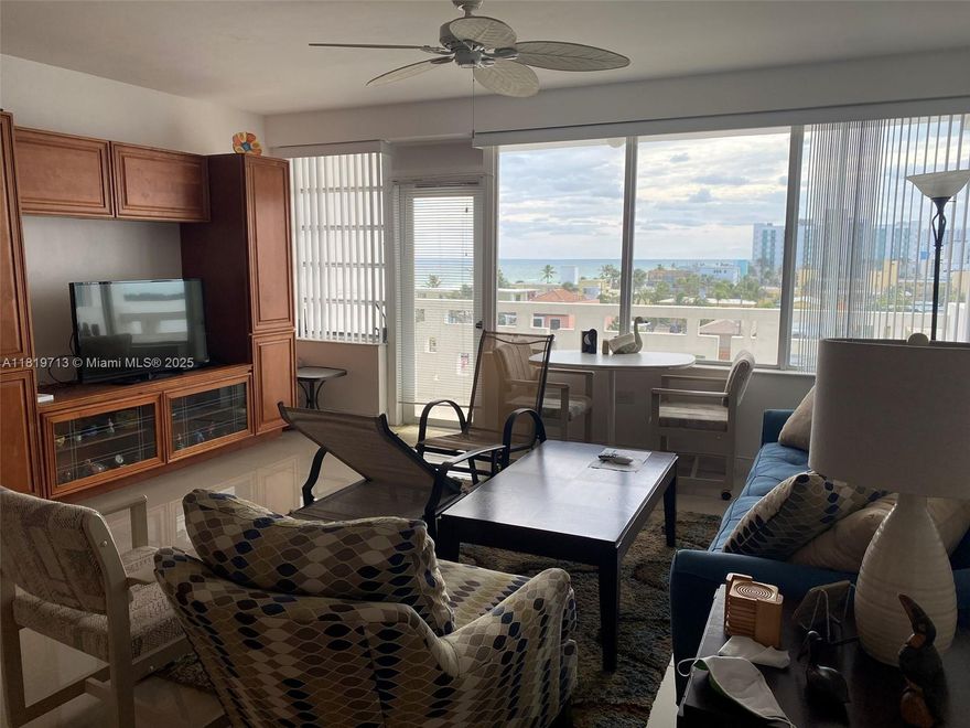 Lovely unit available for immediate rent, 3-6 months. Fully furnished with a beautiful south view. Hollywood Towers is located on the beautiful Hollywood Beach Broadwalk, within minutes of Ft. Lauderdale airport, restaurants, shopping and Margaritaville Hotel. Building has private pool, restaurant and convenience store located on the property.