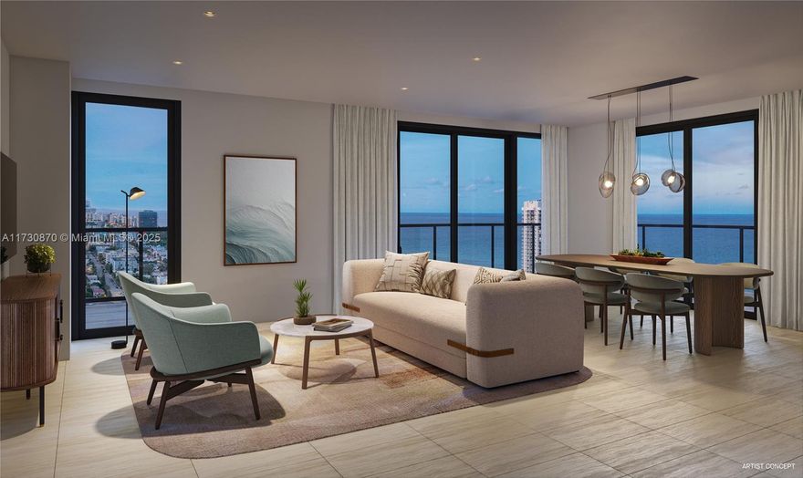 *Pre-Construction* Experience luxury living at this exceptional 22-story LEED Gold Certified building in Miami Beach, offering Jr-1 to 3-bedroom residences with modern layouts and expansive private balconies. Perfectly situated blocks from the beach and approved for short-term rentals, the property features a grand double-height lobby, advanced smart-building technology, and resort-style amenities. Enjoy a 150-foot pool with cabanas, a fitness center, yoga lounge, kids’ playroom, and multiple dining venues. Residents benefit from a private rooftop with panoramic views, a golf cart shuttle to the beach, and lifestyle concierge services. Each residence comes fully furnished with floor-to-ceiling glass doors, high ceilings, and breathtaking views of the ocean, park, and skyline.