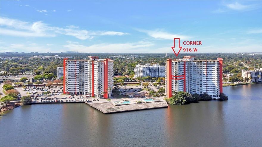 Huge and spectacular view from the 2 bedroom and 2 bathrooms DE LUXE at BUCKLEY TOWERS . Great location walking distance to Publix, La Fitness, restaurant and more . Tile Floor and wrap around balcony. The building has 2 pools, exercise room, convenient store , key fob entry and intercom system, laundry facilities on each floor and assigned parking.