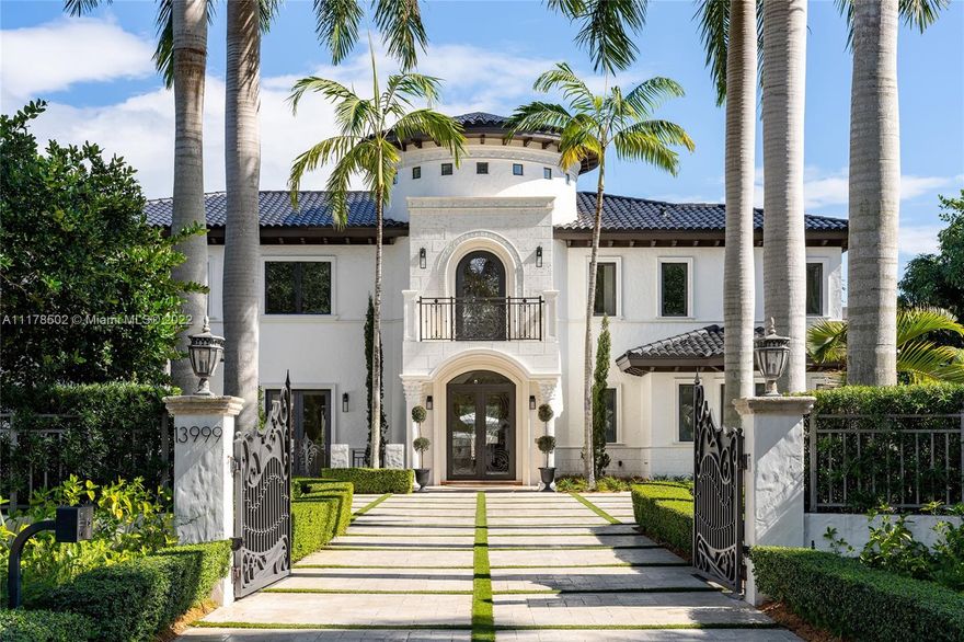 Exquisite, gated 2-story estate located on the iconic Old Cutler Road. Newly updated turnkey home exudes luxury w/ high-end finishes, designer furnishings, impact doors/windows, & lush landscaping. Dramatic 25’ foyer w/Guggenheim-inspired white spiral staircase & honed white porcelain floor. Living room opens to dining room w/ double height ceilings & wood-burning fireplace. Chef's kitchen, open to family room, w/ Viking appliances, panda marble accents, large island, & breakfast nook. Large primary suite w/ expansive terrace. Add'l guest room, home office, laundry room & wine room complete 1st floor. 2nd level has 4 large en-suite bedrooms w/ walk-in closets, home theater, open rec room w/ terrace. Heated pool + spa, outdoor kitchen, putting green & grounds w/3 exotic fruit trees.