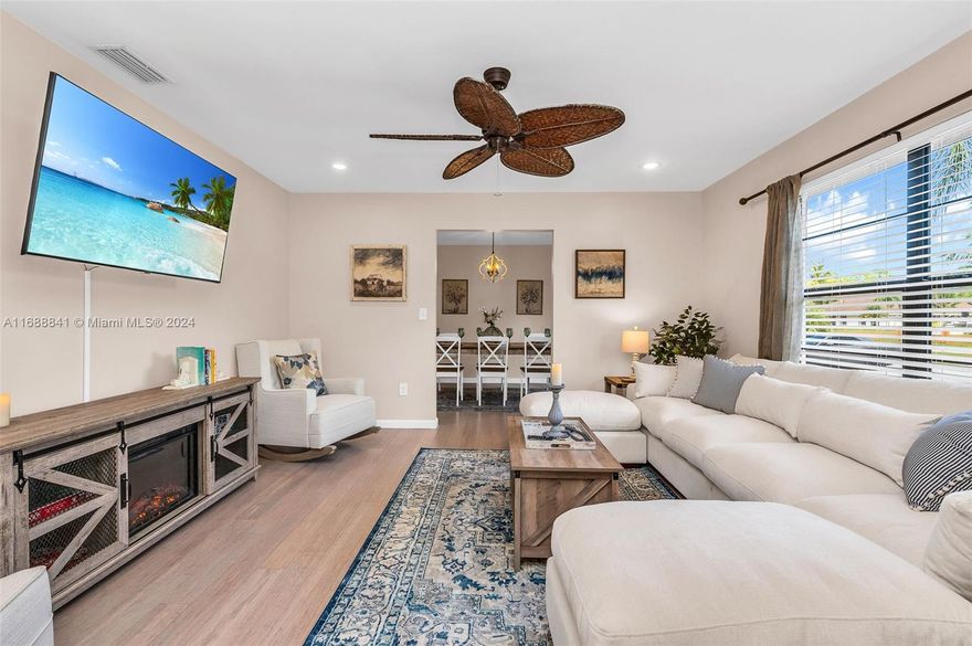 Tastefully renovated and decorated 4 bed/ 2 bath home in Palm Beach County Estates! This designer home boasts an open and bright kitchen with stainless steel appliances, quartz countertops, bamboo flooring, large guest rooms and ample closet space including a walk-in closet and ensuite primary bathroom. An entertainer's dream, featuring a Den, a Florida Room complete with a pool table and bar area, washer and dryer and an abundance of parking. The spacious backyard has 1.15 acres of yard space which includes a large, heated pool and grilling area. It is preferred to rent this home furnished however it CAN be unfurnished. Yearly rental is preferred but shorter term rentals can be considered. Tenant is responsible for yard maintenance, water, electricity, cable and internet.