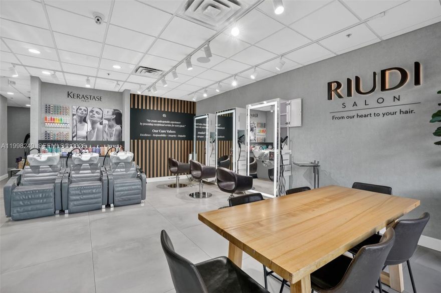 Here is a rare chance to purchase a Beauty Salon WITH Real Estate. Located in a highly transited area. This beautifully and meticulously renovated Beauty Salon has a reception area, waiting area, 9 hair stations, 3 washbowls, and 3 rooms; a treatment room, storage room with washer/dryer and a spacious kitchen/break room for your staff. It is open, operating and fully permitted, with all licenses so the buyer can continue operating a salon. Purchase with the Salon setup or just the Real Estate. This strip center has tenants that will bring you walk-through traffic and ample parking always available. As full-time commercial agents, we are always happy to help.