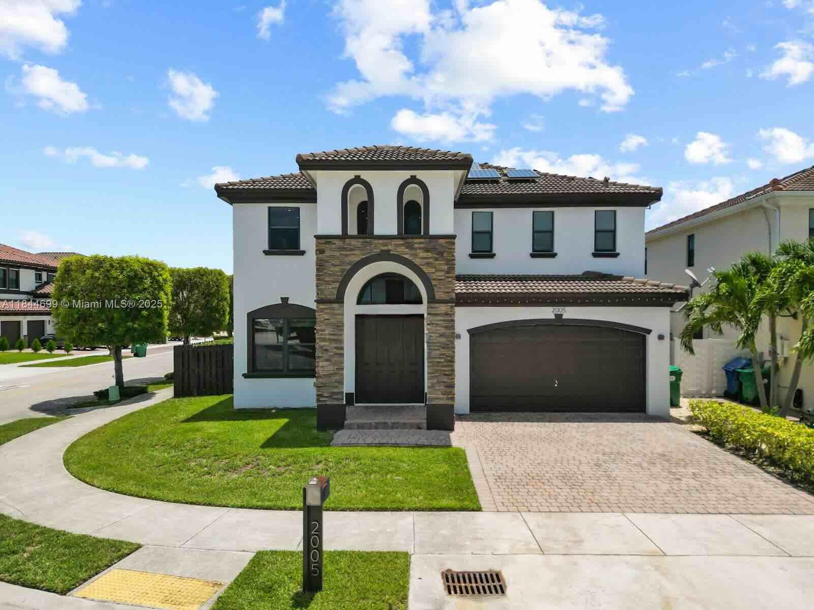 Spacious 4 Bedroom + den, 3 Bathroom house with pool situated on a corner lot! This bright and beautifully maintained residence offers the perfect blend of comfort, style and energy efficiency. The home features soaring high ceilings, a mezzanine den ideal for an office space, solar panels to help reduce utility costs, 2 car garage, walk-in closets, granite countertops, stainless steel appliances as well as ample storage space. The fenced-in backyard with private pool is perfect for outdoor entertaining. Conveniently located near Publix, Baptist Health Emergency Care, top-rated schools, CVS, Walgreens, Walmart, Bank of America, restaurants and major highways- everything you need is just minutes away. NO HOA, pet friendly. House can be leased unfurnished or furniture is available for sale.