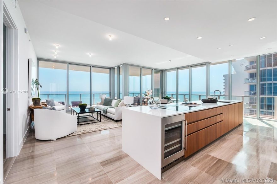 L'Atelier Miami Beach exclusively designed by Holly Hunt. This flow through residence is 1 of only 25 total residences & offers direct ocean and bay/city views with 2,300 SF interior, 1,171 SF  terrace with a whirlpool spa, private elevator, & 10' ceilings. L'Atelier offers 24hr valet, pool & beach attendant, oceanfront infinity edge swimming pool, poolside cabanas, bar, whirlpool spa, hammock garden, spa facility w/sauna & hammam, & double height state-of-the-art gym.