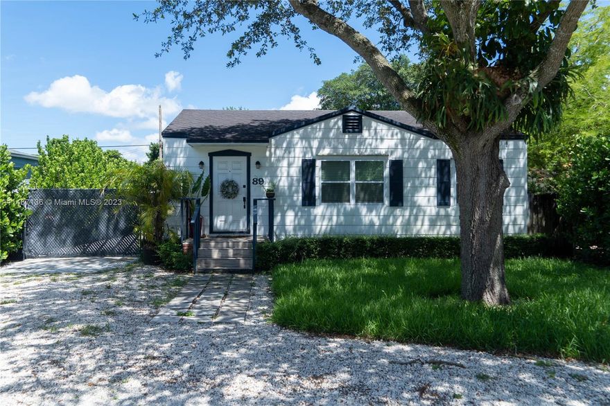 Discover Miami's hidden gem in Miami Springs. Renovated single home with 3 beds, 2 baths. Prime location with an enchanting trail at your doorstep for convenience and tranquility. Remodeled kitchen, updated bathrooms, indoor laundry. Brand new central AC unit installed in 2022. Master bedroom with backyard access, can be rented separately. Sprawling 7,150 sq ft lot with endless possibilities. Enjoy the beautiful trail for walks/jogs. Bonus CBS-built structure with A/C for your dream office or gym. Move-in ready, stylish, safe. Don't miss out—visit today! Easy to show.