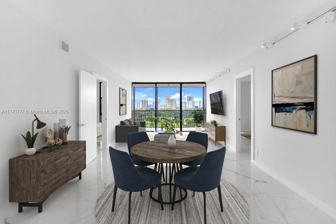 Discover the ultimate blend of luxury and convenience with this beautifully remodeled 2BR, 2BA apartment, available for immediate move-in! In the heart of Aventura Circle, this exquisite home offers spectacular views of both the Turnberry Golf Course and the sparkling Atlantic Ocean. Mere minutes from the beach and a short distance from Aventura Mall, this location is perfect for those seeking both tranquility and excitement. Upon entering, you’ll find pristine porcelain flooring and sleek, modern light fixtures that complement the spacious design. The kitchen is a chef’s dream, featuring high-end Samsung appliances, including an elegant panel-ready refrigerator. Each bathroom has been tastefully updated to provide an oasis of relaxation. Rare opportunity in Aventura’s best location.