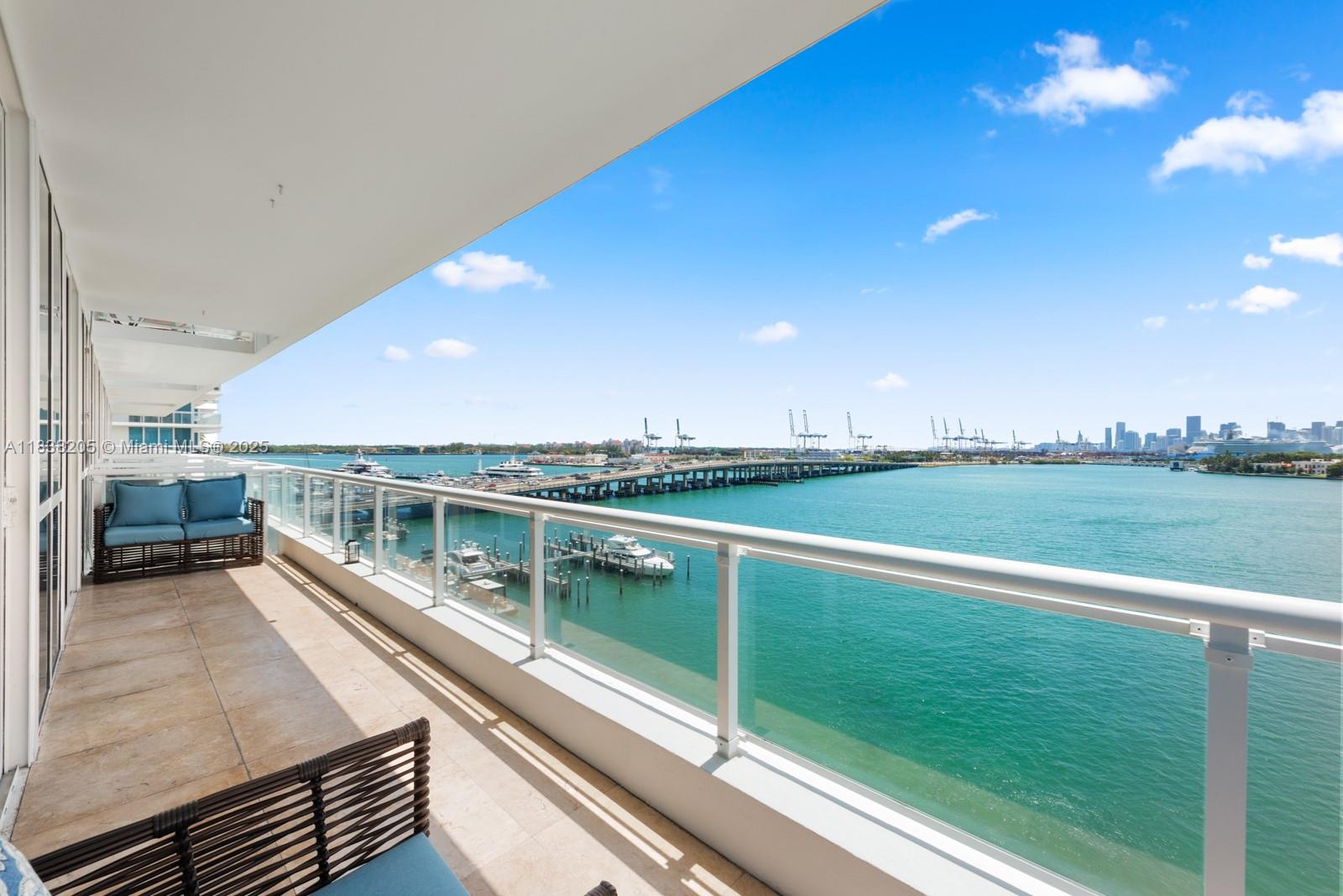 One year rental in luxurious Bentley Bay's North Tower, ideally located at the entry way to South Beach! Best views in building overlooking Biscayne Bay with all the islands and Miami's ever evolving skyline. Enjoy amazing sunsets from the huge wrap around terrace. This corner unit has an ideal split floor plan, impact windows & doors, washer & dryer, plenty of closet space. Bentley Bay is a luxury, full service building with 24 h security, 5 star amenities, valet & concierge service, pool, Spa & Gym. Right across the street is the newly opened Canopy park including children & dog sections. Close to first class dining & entertainment. The condo will be freshly painted and professionally cleaned before tenant move-in.