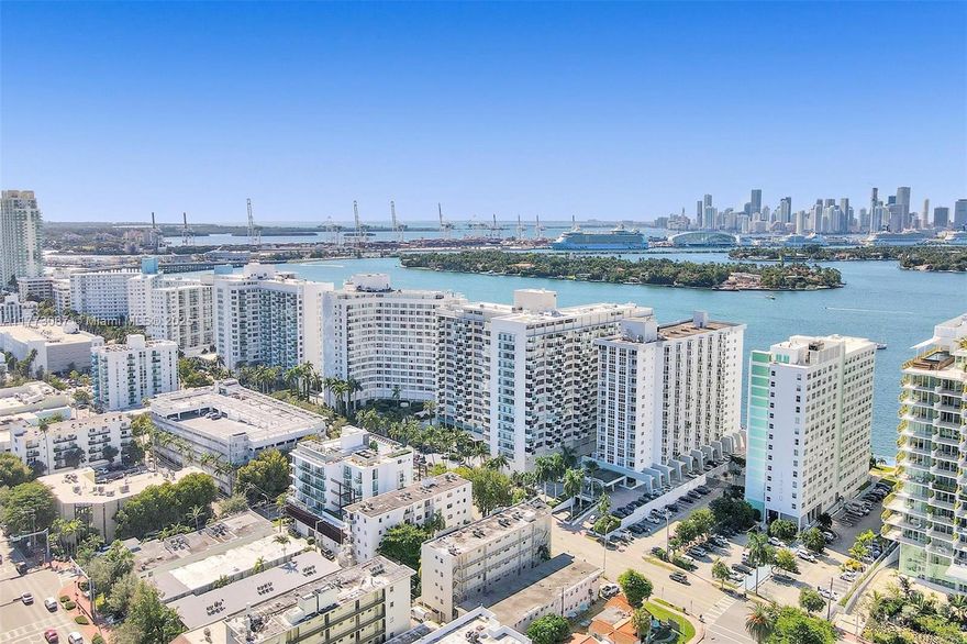 Live where you vacation! This stunning 2-bed, 1.5-bath corner unit on sought-after West Ave puts you in the heart of South Beach. Close proximity to Whole Foods and just minutes to the beach, Lincoln Road, top restaurants, and 36 acre Flamingo Park and Canopy Park. The modern, spacious layout boasts polished concrete floors, a kitchen island with bar seating, a walk-in closet, impact windows/doors, brand ne A/C unit, fire sprinklers and covered parking. Enjoy shared amenities with bayfront 1000 West Ave., including a state-of-the-art gym, Bayfront pool, hot tub, BBQ area & more. 40-year certification completed, new roof, upgraded elevators, fresh paint, and secure biometric access. Best Value 2-bed in the building! Full Video Tour in MLS Listing Virtual Tour link.