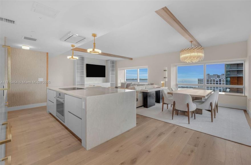 Welcome to this stunning furnished high floor residence at the Four Seasons Brickell. When only the best will do! This corner home was fully gut-renovated & finished by Arena's Interiors, with high-end fixtures & finishes, sparing no expense. Offering serene SE bay & city views, bright & open interiors, French oak floors, top-of-the-line appliances, custom wallpaper, & impact windows. Experience unparalleled luxury where sophistication meets convenience in the heart of Miami. Renowned for its exceptional service & attention to detail, the Four Seasons brand ensures a lifestyle of comfort & elegance. Residents enjoy exclusive access to world-class amenities, including a state-of-the-art fitness center, a serene spa, & a stunning rooftop pool with breathtaking views of the city & bay.