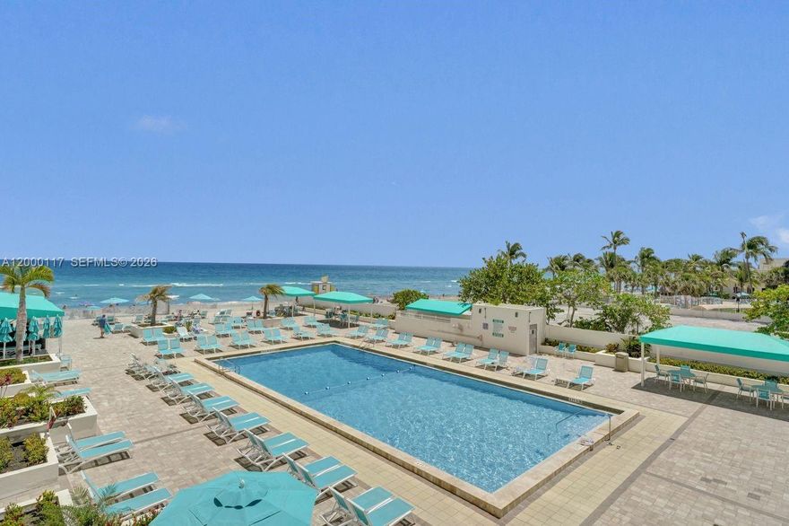 Direct ocean views in a prime Hollywood Beach oceanfront building! This spacious 2-bedroom, 2-bath residence offers a great layout and excellent potential to customize. Includes a valuable covered garage parking space. Enjoy private beach access and a prime location on prestigious Ocean Drive—just steps to restaurants, shops, and entertainment. Well-maintained building with completed 50-year certification and reserves in place. Flexible leasing (up to 12 times per year, 30-day minimum) makes this an excellent opportunity for investors or end users looking to create their ideal oceanfront retreat. Seller to pay remaining assessment at closing.