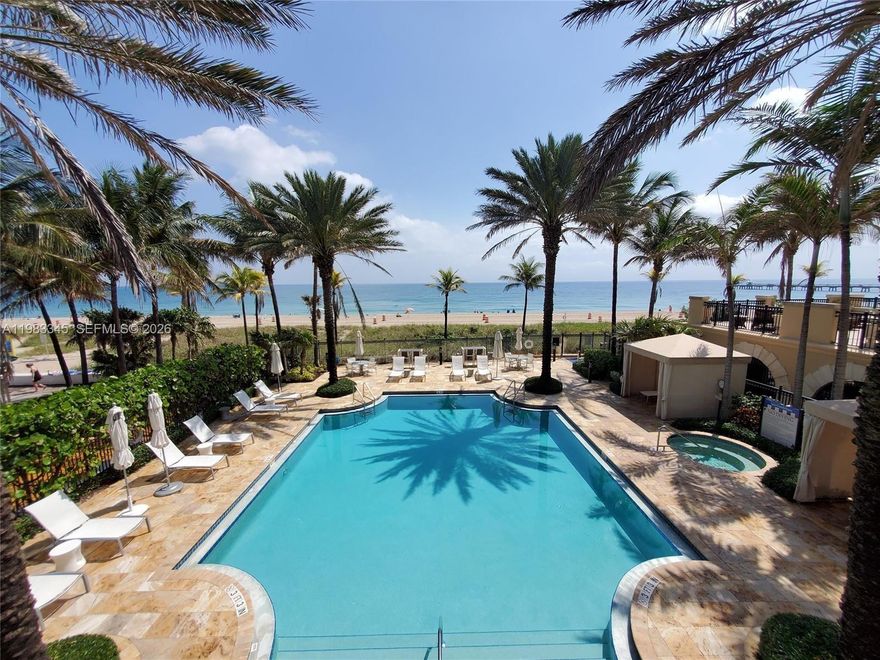 Direct Oceanfront Condo Unit with one of the largest Balcony's in South Florida!! The Balcony Space is just over 1000 Sq Ft and excellent for entertaining large gatherings - Just under 1500 Sq Ft of Living Space - Walking distance to Lauderdale By The Sea Beach Restaurants and shops - Covered Garage Parking - Amenities Include: Heated Pool with Ocean Views and Cabanas, Fitness Center, BBQ Grill and Kitchen Area - Very Secure Building and Community (Security Patrol) - 600 Ft of Private Beach - Additional Storage - This is a very rare unit and won't last long!!