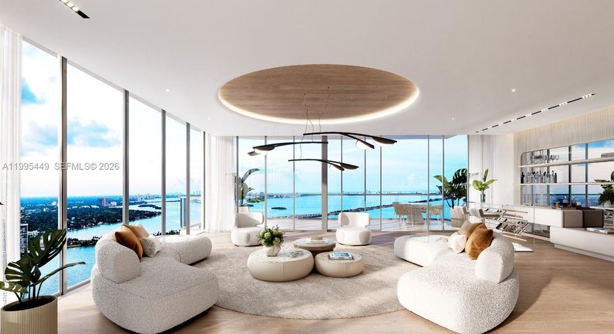 PHOTOS UPON REQUEST. Welcome to the Mansion in the Sky. PHM 6001 is a rare three-level sky residence spanning floors 60 through 62, offering an extraordinary perspective over Biscayne Bay, the Atlantic Ocean, and Miami’s iconic skyline. Designed for those who seek the highest level of privacy & sophistication, this architectural masterpiece combines expansive living spaces w/ breathtaking, unobstructed views in every direction. Encompassing 8,309 total sq.ft, including 6,358 sq.ft of refined interior living space and 1,951 sq.ft of private terraces, the residence features 6 suites, 7.5 baths and a versatile den/gym. Walls of floor-to-ceiling impact glass invite natural light throughout the home while framing sweeping vistas of the water and city from sunrise-sunset. Offered as a true blank canvas, this penthouse invites you to bring your vision to life—creating a one-of-a-kind sky residence tailored to your exact taste and lifestyle. A private elevator arrival opens directly into your exclusive foyer, generous entertaining areas, private bedroom suites and multiple terraces provide endless possibilities to design a home unlike anything else in the market. Enjoy an unmatched collection of resort-style amenities, including sunrise and sunset pools, courts, fitness center, luxury spa, waterfront baywalk, children’s areas, etc. Rising as the tallest waterfront residential towers in the USA, Aria Reserve redefines elevated bayfront living at Miami’s most prestigious heights