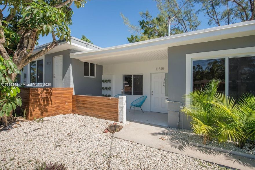 Luxury modern duplex with 6 bedrooms , 2 bath 3/1 each unit in a strategic location. One-of-a-kind basement that could be converted in an extra unit if wanted. Big 8,428 sf lot with 2,569 sq/ft of construction. The property has 2 houses with 3 bedrooms and 1 bathroom each. Renovated throughout with impact windows, Central A/C, and new electricity Open kitchen with bar, family room, and private yard (beautiful fruit trees). 3 blocks from Biscayne Park, Miami Shores, and very close to the Biscayne corridor and Whole Foods. 
Both units is rented 
unit 11515 is rented $2700 lease finish December 2025
Unit 11517 is rented $3000 lease Finish  December 2025
if you rent  shorth term you can  have $8000 monthy