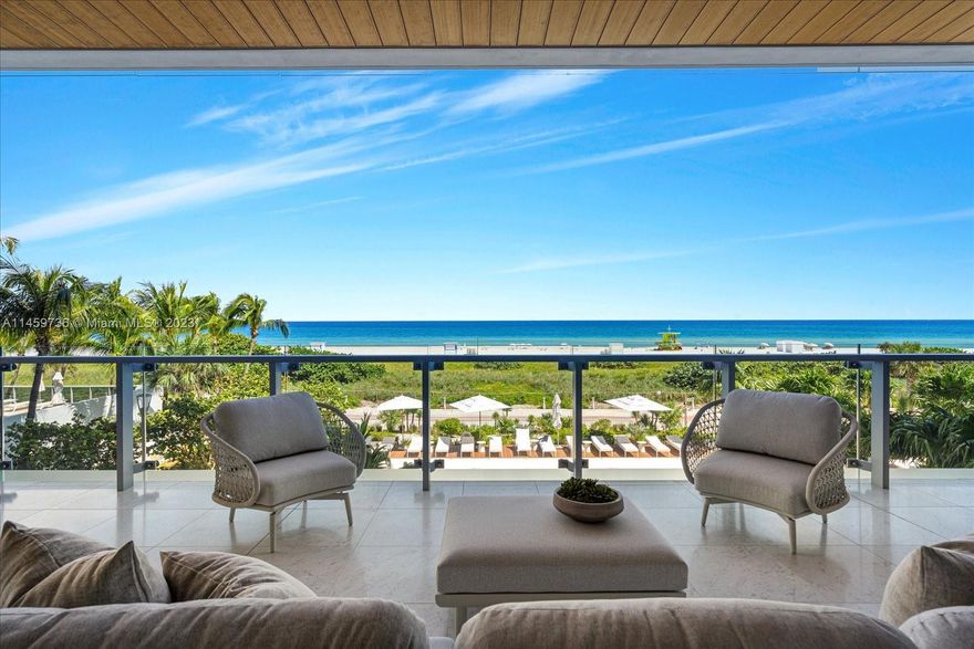 Exclusive ‘Beach House North’ direct oceanfront unit with an exquisite 2,049 SF lanai wrap-around terrace. Flow-through open floor plan illuminated by floor-to-ceiling telescopic windows in the only new-construction residences on Millionaires Row. Designed to perfection, featuring herringbone oak floors, marble & travertine lined walls, & top-of-the-line finishes throughout. Seamless indoor/outdoor living with covered outdoor living and dining areas and a summer kitchen. 57 Ocean amenities include a two oceanfront pools, a sunset pool, a full-service spa, library, fitness center, children’s room, and 24/7 concierge. In the heart of Miami Beach, walk or ride the oceanfront boardwalk to world-class dining, shopping, and entertainment in Bal Harbor and Miami Beach.