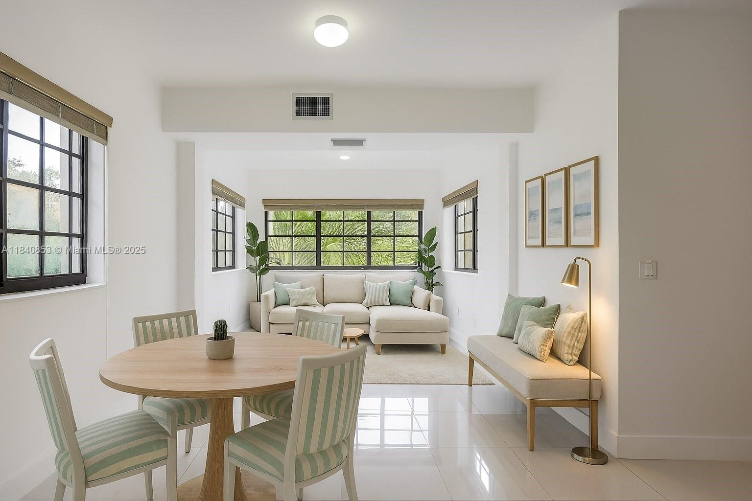 Spacious and bright 2-bedroom, 1-bathroom remodeled apartment, filled with natural light, in a boutique building just blocks from Miracle Mile and shops of Coral Gables. This bright second-floor residence offers lush greenery views from every window. Features include an oversized kitchen with space for dining, ceramic tile floors, ss appliances, new fridge, and new bathroom with glass and stone finishes. In-unit washer/dryer, separate water and electric meters, and 1 private assigned parking space. Pet friendly. Two blocks from Target and the award-winning Bachour bakery and cafe. Enjoy safety and tranquility, minutes from the Gables' most exciting lifestyle and a quick drive to Brickell, University of Miami and airport.
* Disclosure: Square footage as per previous listing is 900 sq ft *
