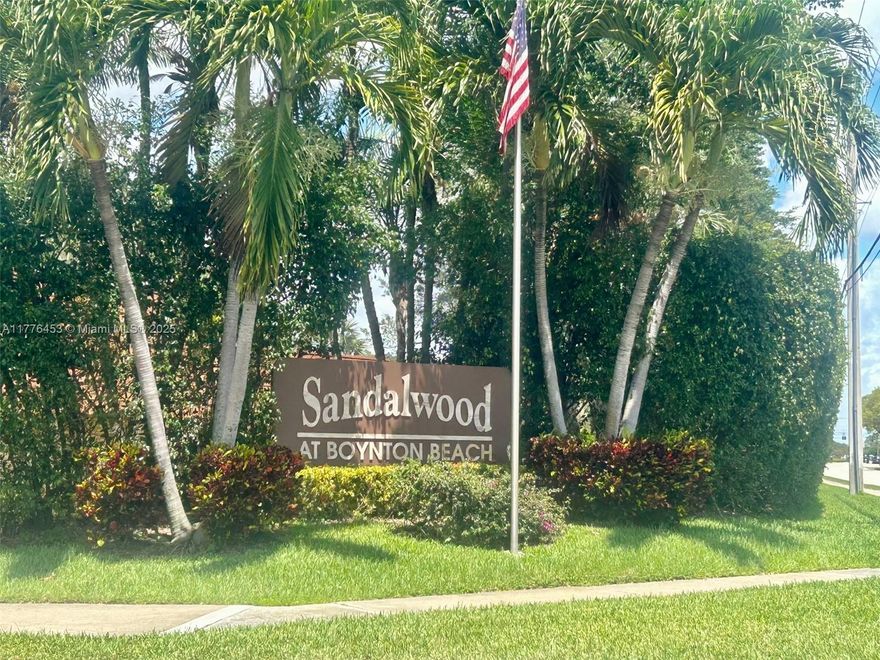 Beautiful 2-bedroom 2.5 bath townhome located in highly desired Sandalwood Community. Large living room, half bath with laundry and extra storage all on 1st floor. Second floor hosts 2 master bedrooms with private balconies. Kitchen and living room have sliders looking into fenced patio that is perfect for grilling and entertaining. Additional extra storage off patio. Plenty of outdoor space to enjoy in a private fenced in setting. Community has a extra large pool, hot tub, Tennis, pickleball, basketball, racquetball and a walk-jogging path add to the enjoyment of this community Prime location. Close to restaurants, shopping, and the beach. Easy access to I-95.