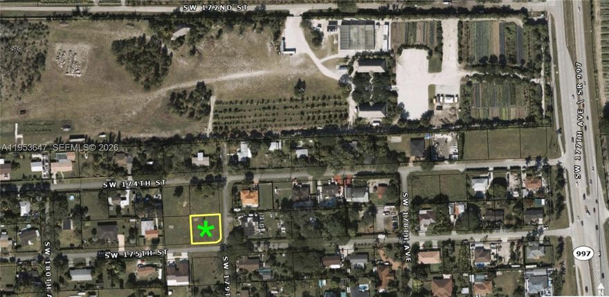 Residential land for sale.  This 11,128 square foot lot on the corner of Southwest 175th Street and 179th Avenue in the Redland community is zoned for a single-family residence.