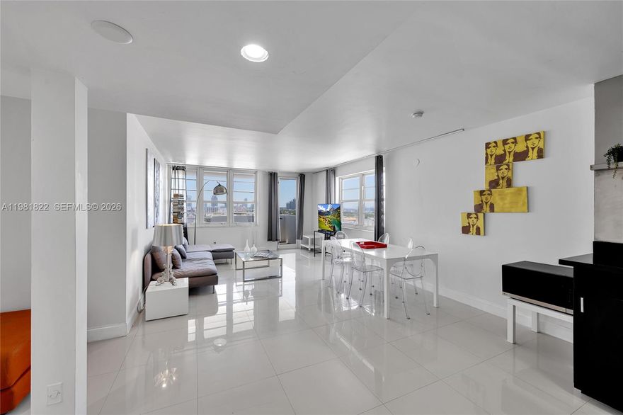 Located where Lincoln Road meets the ocean, this stunning corner residence in the luxury oceanfront high-rise Decoplage offers direct beach access and breathtaking 180-degree views of the city and ocean from a private oversized balcony.
Enjoy abundant natural light with desirable southwest exposure. This fully updated residence features elegant 24x24 white ceramic tile flooring throughout, an open-concept kitchen with granite countertops, and is fully furnished and equipped for immediate enjoyment or rental.
Designed for flexibility and income potential, the residence features two full-size bedrooms and two full bathrooms, plus an additional room ideal as an office or versatile living space to suit the resident’s needs.
Decoplage is a full-service building offering premium amenities, including a heated oceanfront infinity pool, state-of-the-art fitness center, club room, 24-hour front desk, on-site management, and security. Recent upgrades include a brand-new lobby and modernized elevators. Ideally located within walking distance to world-class dining, shopping, Lincoln Road, Ocean Drive, and the New World Symphony. Decoplage allows 12 leases per year with a minimum 30-day stay.
One valet parking space is included in the HOA. Strong appreciation potential with ongoing building improvements, including structural recertification, new hallways, and the Lincoln Road beautification project. Special assessment: $496.77/month through March 2034 (to be assumed by buyer).