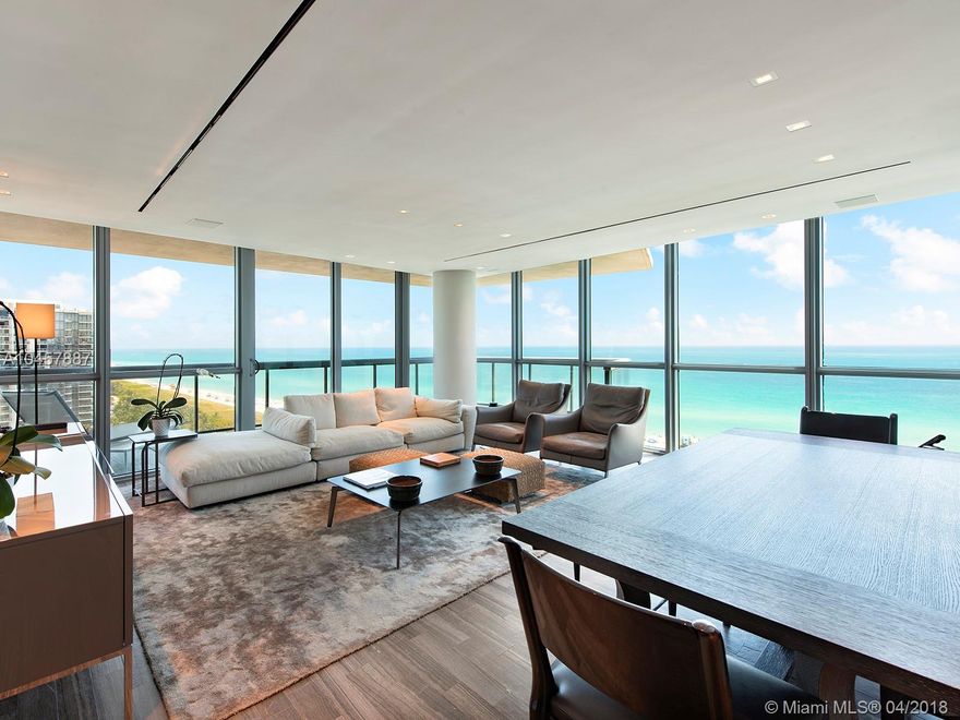 Marvel over the spectacular, unobstructed views of the azure Atlantic Ocean from the wrap-around balcony. The luxurious Setai Resort is in the heart of South Beach, featuring contemporary finishes throughout. The unit comes fully-furnished and offers a galley kitchen, floor-to-ceiling windows, SS Miele and Subzero appliances. The 07 Line is the most desirable line in the building with direct oceanfront views. Enjoy access to all the lavish Setai amenities including an upscale spa, three pools with different temperatures, private beach access with food and beverage service, a variety of culinary experiences including modern Asian cuisine at Jaya Restaurant and concierge service at your fingertips.