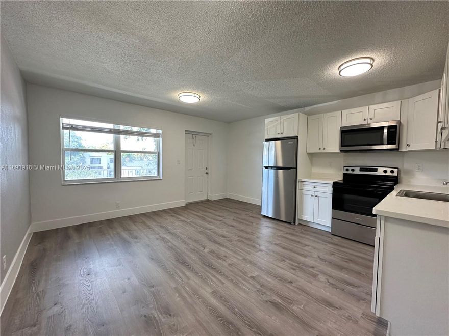 BRAND NEW, fully renovated 2nd floor 1-bedroom/1-bathroom apartment! Situated in a great pocket of Oakland Park! Central to everything yet tucked away in a quiet residential neighborhood. Apartment features new wood floors, new stainless appliances, impact windows, central AC, new lighting, freshly painted walls and kitchen & bathroom upgrades. Water, waste, sewer, maintenance and pest control included in rent. 1 assigned parking space also included. Washer, dryer, and garden area on-site! Excellent neighborhood nearby great schools! So close to the beach, as well as major highways (Dixie, A1A, i95 etc), Recreation Center, parks, shops, restaurants & bars. Two-story family & pet friendly complex.. entire property was redone! Pets welcome with small 1x non-refundable pet deposit.