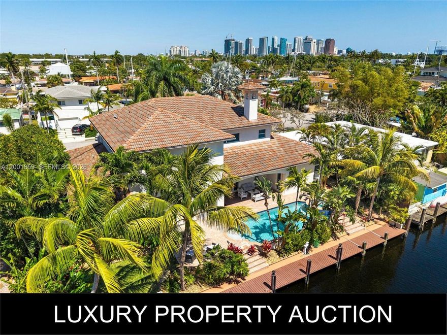 LUXURY PROPERTY AUCTION: 14–27 May.

Accepting starting bids through 13 May.

Starting bids expected between $1M–$2M.

Earn an incentive by 13 May.



A boater's paradise awaits on Fort Lauderdale's prestigious Bluefish Canal, where this custom-built waterfront estate commands 100 feet of prime double-lot frontage with ocean access and no fixed bridges. Built in 2007 on the widest and deepest canal in Citrus Isles, this sophisticated residence offers the ultimate South Florida lifestyle with resort-style pool and spa, outdoor kitchen, and expansive entertaining spaces. The thoughtfully designed interior features five bedroom suites—each with full en-suite bathroom and walk-in closet. Lavish marble flooring flows throughout spaces adorned with Venetian plaster, while the gourmet kitchen showcases high-end appliances. Smart home technology provides effortless modern convenience. The full 100-foot dock with 30/50 amp service accommodates substantial yachts, while the south-facing orientation and hurricane-protected location ensure year-round enjoyment. Minutes to Fort Lauderdale International Airport, Las Olas Boulevard, and pristine beaches, this estate delivers an unparalleled waterfront experience.