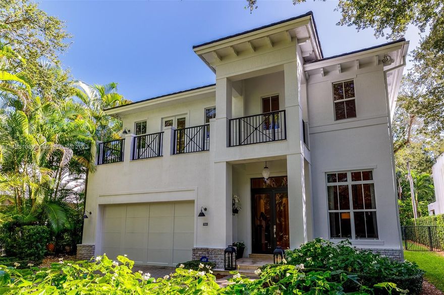 Elegant 2 story 5,000 sq. ft. villa with 6 bedrooms, 6.5 bathrooms in desirable Ponce-Davis neighborhood walking distance to Sunset Elementary. Features include double height story foyer, gourmet kitchen with white marble countertops, center island with marble waterfall edge, premium Wolf gas stove and Sub-Zero refrigerator/freezer.  Perfect layout for a family with the primary suite (w/sitting area, dream walk-in closet, coffee/breakfast bar, bathroom and private balcony) and 3 other bedrooms w/in suite bathrooms upstairs.  Boasts 2 bedrooms with full bathrooms downstairs including movie room with theater equipment (included in sale).  There is a covered patio with summer kitchen, saltwater hot tub and pool.  Also features impact windows/doors, 2 car garage and beautiful landscaping.