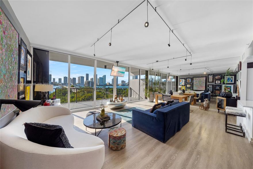 MODERN INDUSTRIAL DESIGN DUPLEX WITH BREATHTAKING MIAMI SUNSET VIEWS OVER THE SPARKLING BAY & MIAMI SKYLINE ON THE COVETED VENETIAN ISLANDS! Upgraded Two-Story 1 Bed, 1.5 Bath Townhouse in the Sky features Stylish Industrial Interior Design finishes like Exposed Cement, Plexiglass Staircase & Venetian Plaster throughout. This West-Facing Residence enjoys Stunning Bay & Park Views from Floor to Ceiling Windows on Both Levels. White & Bright Open Kitchen with New Stainless Steel Appliances & Breakfast Bar. Modern Bedroom with Terrace + Bathroom with Rainshower. 1000 Venetian Way is a Boutique Building with World-Class Amenities such as Concierge, Valet, Pool, Gym, Tennis Courts, Spa + Dog Park ideally located on the Venetian Causeway between Downtown Miami & South Beach.