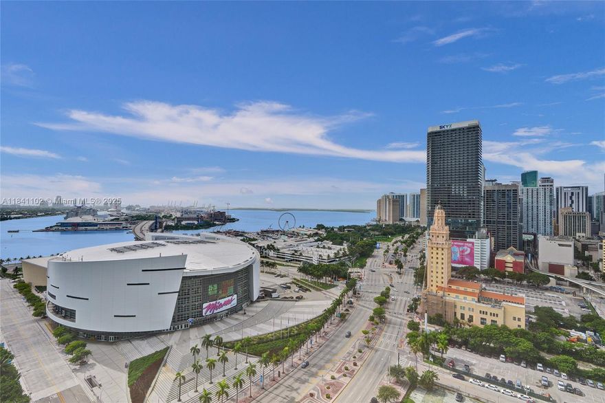 Located in the heart of Downtown Miami at Marina Blue, this fully renovated corner 2BD/2BA unit is offered fully furnished and turn-key with 2 parking spaces included at asking price. Enjoy over 1,200 sqft of modern living with custom closets, new appliances, in-unit washer/dryer, and a storage space! Only 4 units per floor, sharing just one neighbor. Enjoy incredible southeast-facing water and skyline views from a prime location across from the Kaseya Center, and blocks from World center, Arsht Center, and more. Resort-style amenities include two pools, hot tub, fitness center, 24-hour concierge, valet, BBQ grills, business center, club room, sand volleyball court, and on-site management.