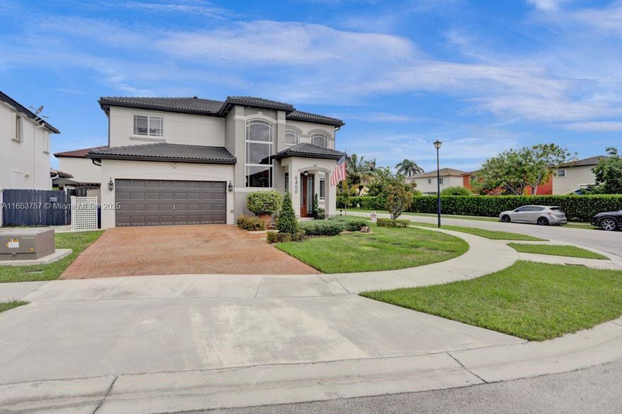 Elegant two-story home on Corner Lot and Cul-de-Sac,  with spacious interiors 4|BD, 2.5|BA,  double car garage  2418 sq ft.  Includes a dream kitchen with high-end finishes, and a sparkling heated Salt-Water Pool – perfect for year-round enjoyment. The main level will feature soaring ceilings and a floor plan that will seamlessly join the different areas.  Renovated gourmet kitchen with custom cabinets and top of the line appliances. The main suite is complete with 2 spacious walk-in closet, and luxuriou bathroom.  This home allows for effortless entertaining and indoor-outdoor living. Unwind in the private screening backyard with a private pool, creating an ideal space for family gatherings and unforgettable moments. Storm ready with Impact windows. Location is the Best!  Attached Video.