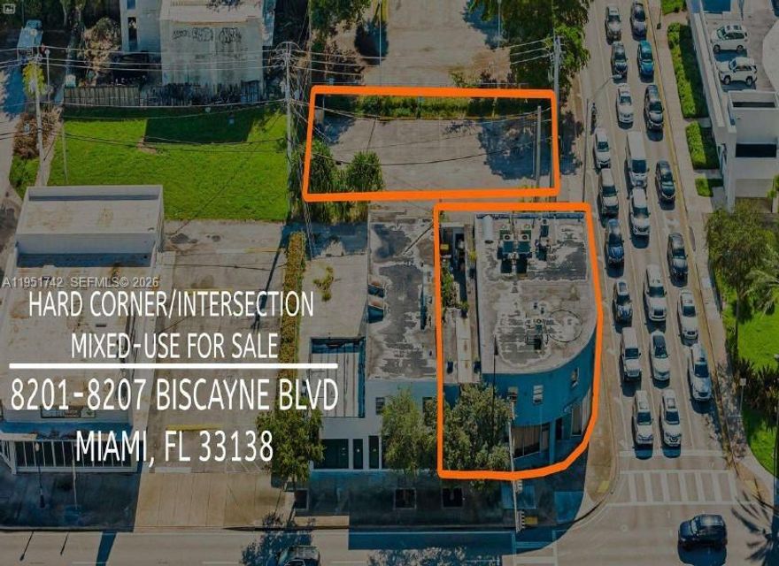 PJ Commercial is pleased to exclusively present the sale of 8201-8207 Biscayne Blvd, a 5,333-square-foot mixed-use building offering a unique investment opportunity on a major Miami thoroughfare. Strategically located, the property boasts high visibility, heavy traf?c, and close proximity to vibrant local culture, making it well-suited to meet the growing demand for urban retail and of?ce space.  
This mixed-use building features four one-bedroom apartments on the second ?oor with ground-?oor retail/restaurant. This presents a prime opportunity for a new owner to revitalize the space. The property's T6-8-O zoning provides immense ?exibility, accommodating a wide range of potential uses. With ongoing urban redevelopment in the area, property values are poised for growth, offering investors the potential for stable returns in a dynamic market.