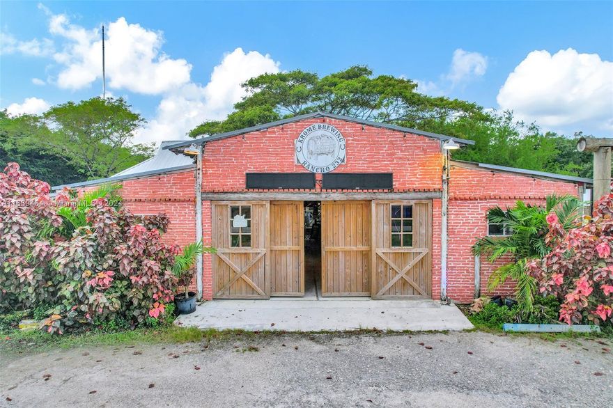 BREWERY, WINERY, DISTELERY, DISTIBUTIONA AND RETAIL, RESTAURANT PERFECT FOR SPECIAL EVENTS AND TURIST ATTRACTION NEAR NEW DEVELOPED DOWNTOWN HOMESTED, KROME AVE, REDLANDS AND THE FLORIDA KEYS.THIS BEAUTIFUL RANCH ALSO COMES WITH 6 FRONT SHOPS AND 1.5 ACRES  TO LEASE FOR NURSERY FOR ADDITIONAL INCOME. A 1 BEDROOM 1.BATH RESIDENTIAL HOME AND A DIVERSE CLIENTELE FOR OVER 10 YEARS. INCOME GENERATING FROM MANY SOURCES FROM DAY ONE.DONT MISS THIS OPORTUNIT THAT CAN BE LIFE CHANGING!!!
