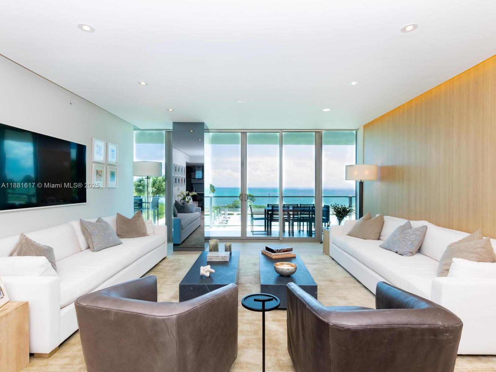 Experience resort-style living at Oceana Key Biscayne in this elegant 3rd-floor residence. Designed with a flow-through layout, this home features 2 spacious bedrooms, den, 3 full baths, a powder room, and a full laundry room (being utilized as a 3rd bedroom space). Floor-to-ceiling glass doors open to expansive terraces, filling the interiors with natural light. A sleek open kitchen with premium appliances and spa-inspired bathrooms create a perfect balance of style and comfort. Unit was completely remodeled in 2021, with premium built-ins and high caliber finishes. Oceana offers 5-star amenities including beach service, two oceanfront pools, state-of-the-art fitness center, spa, tennis courts, and on-site restaurant all within a private gated community just steps from the ocean.