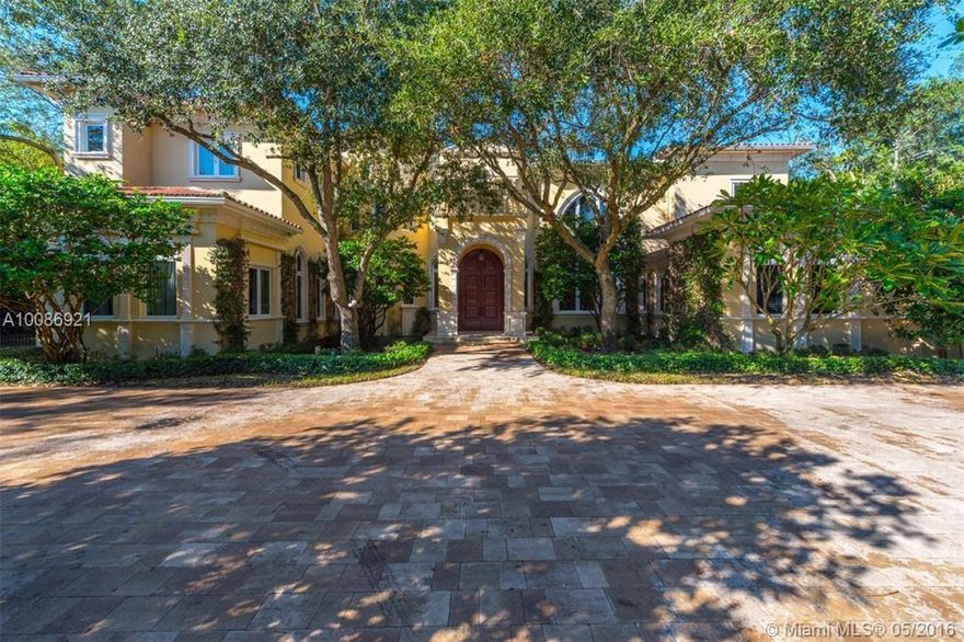 Custom built in 2009. Elegant Mediterranean estate fully walled and gated sits on 45,119 sq. ft. of resort-style grounds. Meticulous craftsmanship and superior features -ornate crown molding w/vol. coffered ceilings, dual chef kitchens, media rm, entertainment rm, grand master ste, steam shower in master bthrm, large bedrms with adjoining large balcony, cabana bth, smart house-Crestron/Lutron-security cameras, climate, audio system in/out, 4 car garage, elevator, 1/2 basketball court, and more.