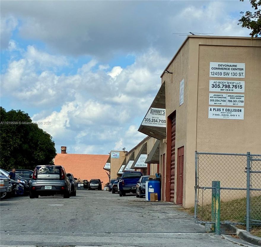 Exceptional opportunity Body Shop business with Real Estate included as the owner is ready to retire and will consider financing.  There is the option of purchasing 4 warehouses unit #2, #8, #9, #12  totaling 3148SF with Top-of-the-Line Garmat USA Paint Booth plus 4 compressors, and all essential equipment to run the business for $1.8M.  Or purchase 3 warehouses unit #8, #9, #12 totaling 2361SF with the same essential equipment for $1.5M.  Building just passed the 40 year inspection with no problems and has been recently painted.  Association dues are just $120 per month and each unit has 5 designated parking spaces plus more if needed. Building also has security gate that closes every night. Easy access to SR 874 and Fla. Turnpike entrances. Paint and Mechanic licenses are transferable.