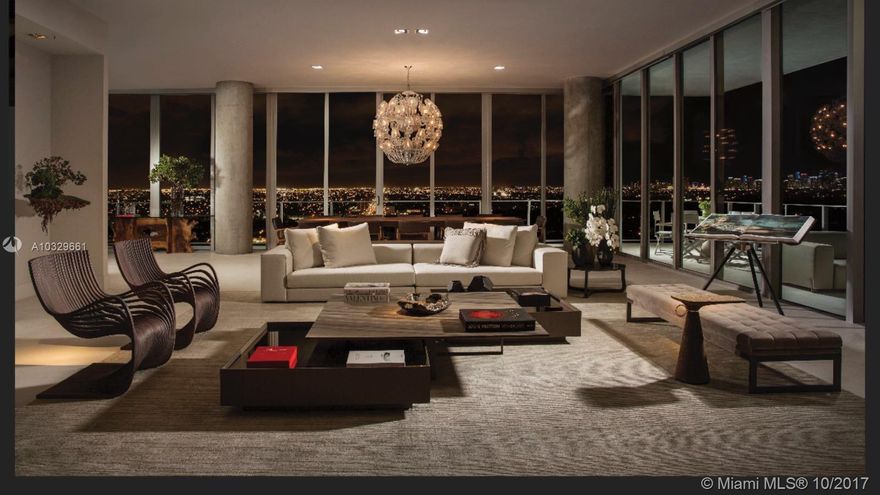 Live in the most iconic building in Coconut Grove. Grove at Grand Bay designed by renowned architect Bjarke Ingels. Custom design and finished by Artefacto. Turnkey with marble floors, artwork, baccarat chandelier and more. North East corner penthouse with 180 degrees of breathtaking views. Private rooftop terrace with private pool. Amenities include private dining room with private chef, gym with spinning studio spa, pet spa, butler service, 24 hours concierge. Only 57 residences in tower.