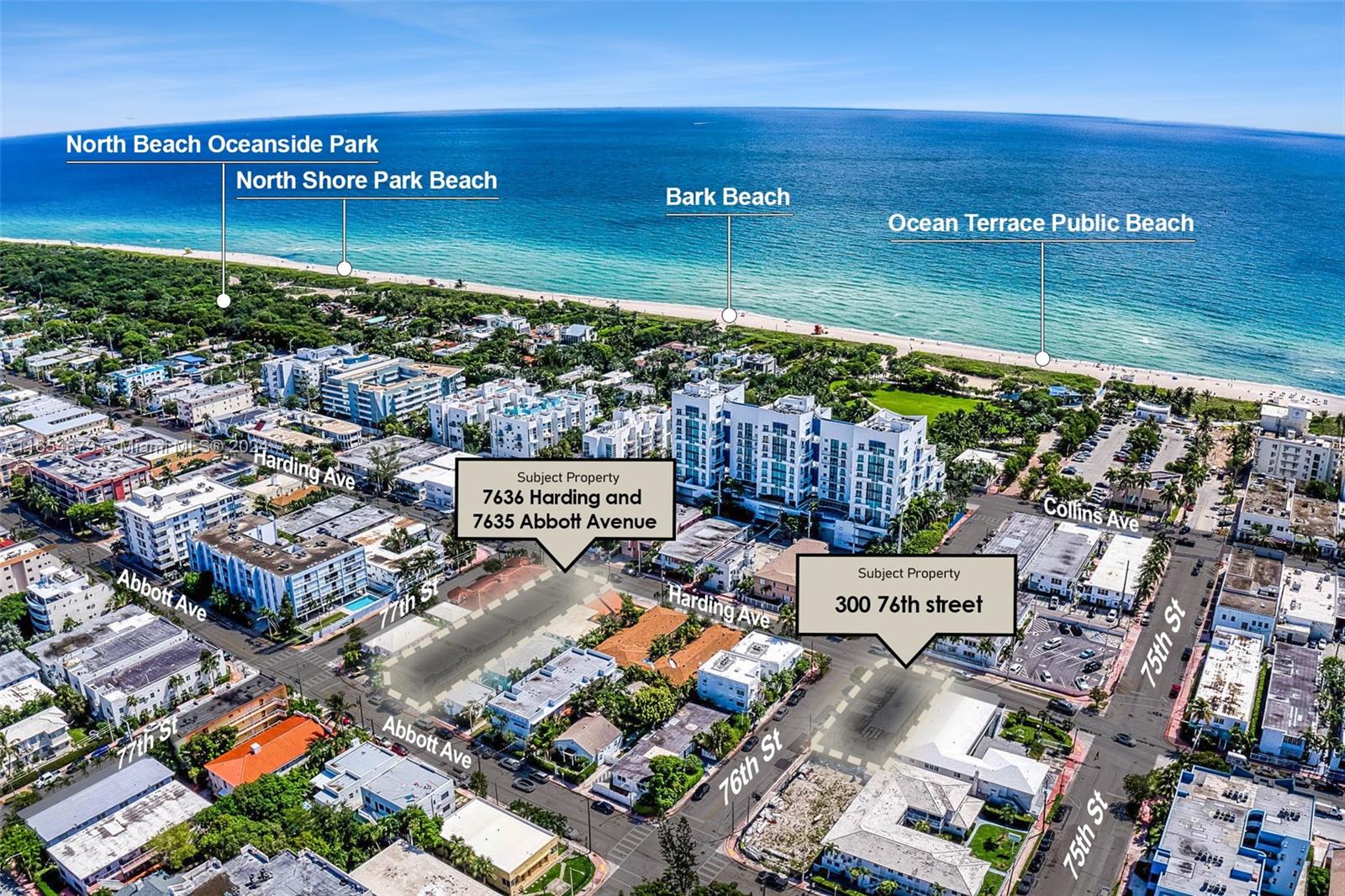 Introducing NoBe76, a prime investment opportunity in the heart of North Beach. This 3 property portfolio with 30-units is comprised of 300 76th St, 7636 Harding & 7635 Abbott. NoBe76 offers immense potential for value-add in a sought-after neighborhood two blocks from the beach & North Shore Park. The two buildings that front Harding Ave (22 units) have the ability to obtain short term rental licensing as part of the North Shore Historic District. NoBe76 features generous sized units with 10 Studios and 20 One Beds all currently under month-to-month leases paying well below-market rates. Owned by the same family for over 30 years, this portfolio boasts a strategic location making it attractive for investors looking to reposition and capitalize on North Beach’s continuous growth.