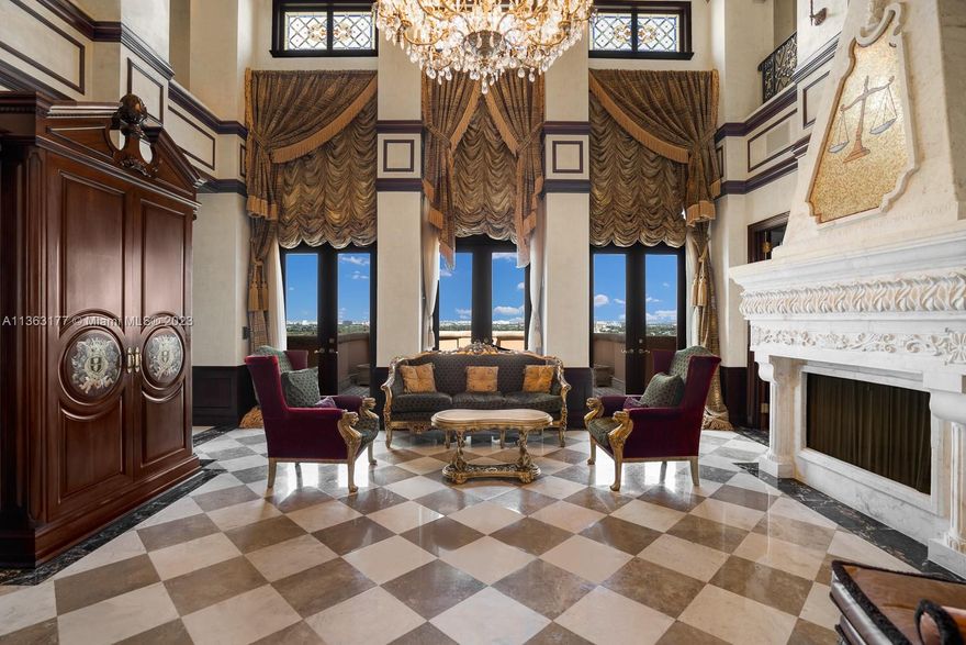 Location, luxury, lifestyle and elegance. This magnificent, 8,492 SF triplex penthouse is the epitome of Coral Gables living. Every detail has been thought of in this 8 bedroom, 10 bath masterpiece spread over three floors of stunning 360 degree views. Hi lights include Brazilian mahogany coffered ceilings, marble, floors, stained-glass skylights, billiard room, full gym, library and walk-in wine cellar. Enjoy small or large gatherings - indoors or outside - in one of the four, grand open terraces. Privacy abounds as one of only 14 units in this exclusive, boutique building located in the heart of Coral Gables with 24 hour concierge, security and five assigned parking spaces. Enjoy being walking distance to the area’s finest restaurants, shops and parks. When only the best will do.