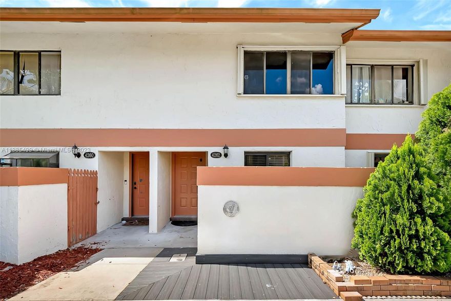 IMMACULATE REMODELED TOWNHOME! THIS 2-STORY TOWNHOME HAS A RENOVATED KITCHEN, RENOVATED BATHS, VERY SPACIOUS LIVING ROOM, MASTER BEDROOM W/ VAULTED CEILING, A SCREENED PORCH THAT OFFERS A PRIVATE VIEW, FULL SIZE WASHER AND DRYER, MAIN AREAS AREAS ARE TILED THROUGHOUT & BEDROOMS HAVE ENGINEERED WOOD FLOORS.  IT IS IS LOCATED IN THE HEART OF DAVIE IN A WELL KEPT DEVELOPMENT, HAS 2 DEDICATED PARKING SPOTS,  POOL ACCESS, GUEST PARKING, AND A PLAYGROUND. HOME HAS BEEN COMPLETELY REPAINTED AND DEEP CLEANED, THIS HOME MAKES THE PERFECT OASIS FOR YOU AND YOUR FAMILY!