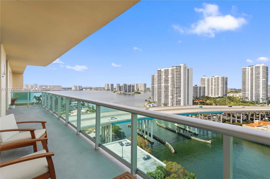 HIGHLY MOTIVATED SELLER OFFERING A TRULY UNIQUE WATERFRONT PENTHOUSE in Sunny Isles Beach - spanning over 1,500 SqFt (140 SqM) of light-filled living space and sweeping views of the Intracoastal and city skyline. Soaring 10+ Ft (3 M) ceilings and full-height windows create an airy, open feel, while a spacious balcony along the entire unit is perfect for savoring golden-hour sunset views. The floor plan is thoughtfully designed with 3 oversized walk-in closets for seamless storage. Set in a waterfront building with a pool, gym, valet, and 24/7 security, located just minutes from the beach, Aventura Mall, Bal Harbour, top-rated schools, and next to the exclusive Golden Beach, offering added privacy and a low-density neighborhood feel. This is a rare opportunity from a motivated seller!