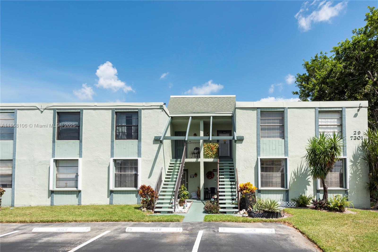 This spacious 2 bedroom 2 full bath condo IN THE 55+ Community of Palm Spring 3 has High Impact Windows and accordion shutters throughout and enclosed porch to enjoy views of the golf course and natural light. Extra storage closet in the porch as well. Full size washer & dryer, Eat in kitchen, Simply Safe Alarm System, AC is 2020 and has a HALO unit attached to cleanse the air, ECM Home warranty that is transferrable. Plenty of guest parking. Conveniently located near shopping, dining and major highways. Priced to sell and add your touches.