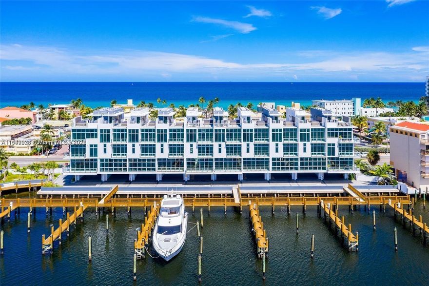 Quint Collection, one of South Florida's most exclusive gated luxury waterfront townhome communities. Breathtaking views of the Atlantic Ocean to the east & Intracoastal water views to the west. This 5 story modern residence features the latest in home automation, custom Italian chef kitchen by Italkraft, Gaggenau appliances, porcelain floors, glass elevator, 10 Ft ceilings, & a primary suite occupying entire floor with 2 balconies. Sky deck with summer kitchen, jacuzzi & outdoor shower. Sale includes a 60 Ft dock with Ocean access & no fixed bridges. Only steps away from white sandy beaches, waterfront dining & just minutes to downtown Hollywood, Hardrock Casino & positioned between Fort Lauderdale & Miami. Quint Collection is a redefinition of luxury focused on convenience & simplicity.