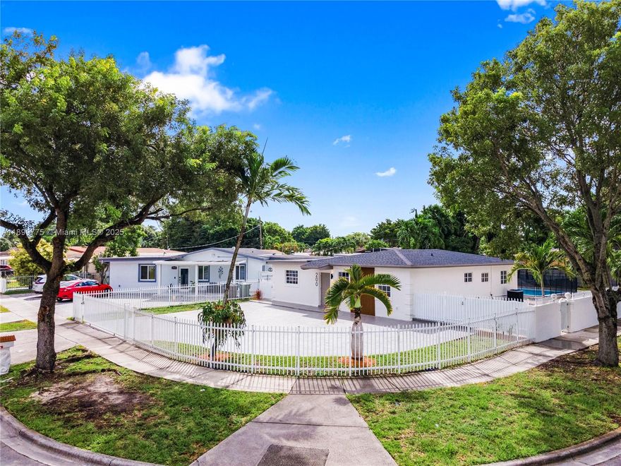 COMPLETELY RENOVATED in 2025, this spacious 4-BEDROOM, 3-BATH, POOL HOME features modern finishes and a flexible open floorplan with TWO EN-SUITE MASTER BEDROOMS, perfect for multi-generational living or guests. Flooded with natural light, it sits on a corner lot with a huge driveway and full fencing for privacy. Enjoy the oversized 16x34 pool, light oakwood floors, and a sleek modern kitchen with built-in pantry. Bathrooms, doors, and millwork are tastefully updated. Major improvements include a BRAND-NEW roof, impact doors, electrical, plumbing, laundry room, and AC system. Centrally located near Amelia Earhart Park, 826, Gratigny, I-95 & more