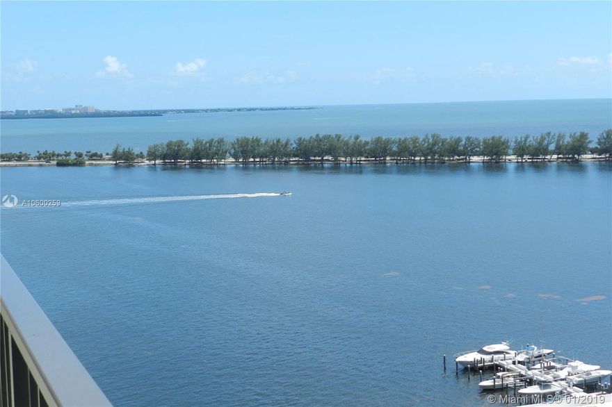 IT'S ALL ABOUT THE VIEWS, water or city (Key Biscayne), this high floor apartment allows you to have ample views, large balcony to enjoy outdoor. Unit is been renovated, open kitchen, WASHER & DRYER INSIDE UNIT, freshly painted, bathrooms have granite counter-top, newer fixtures. Nice size walk-in closet. Secure complex, lots of amenities (pool, billiard room, large gym, party room,etc.). Valet parking for your guests. Excellent location next to Causeway to Key Biscayne as well as easy access to main highways. Must see!
