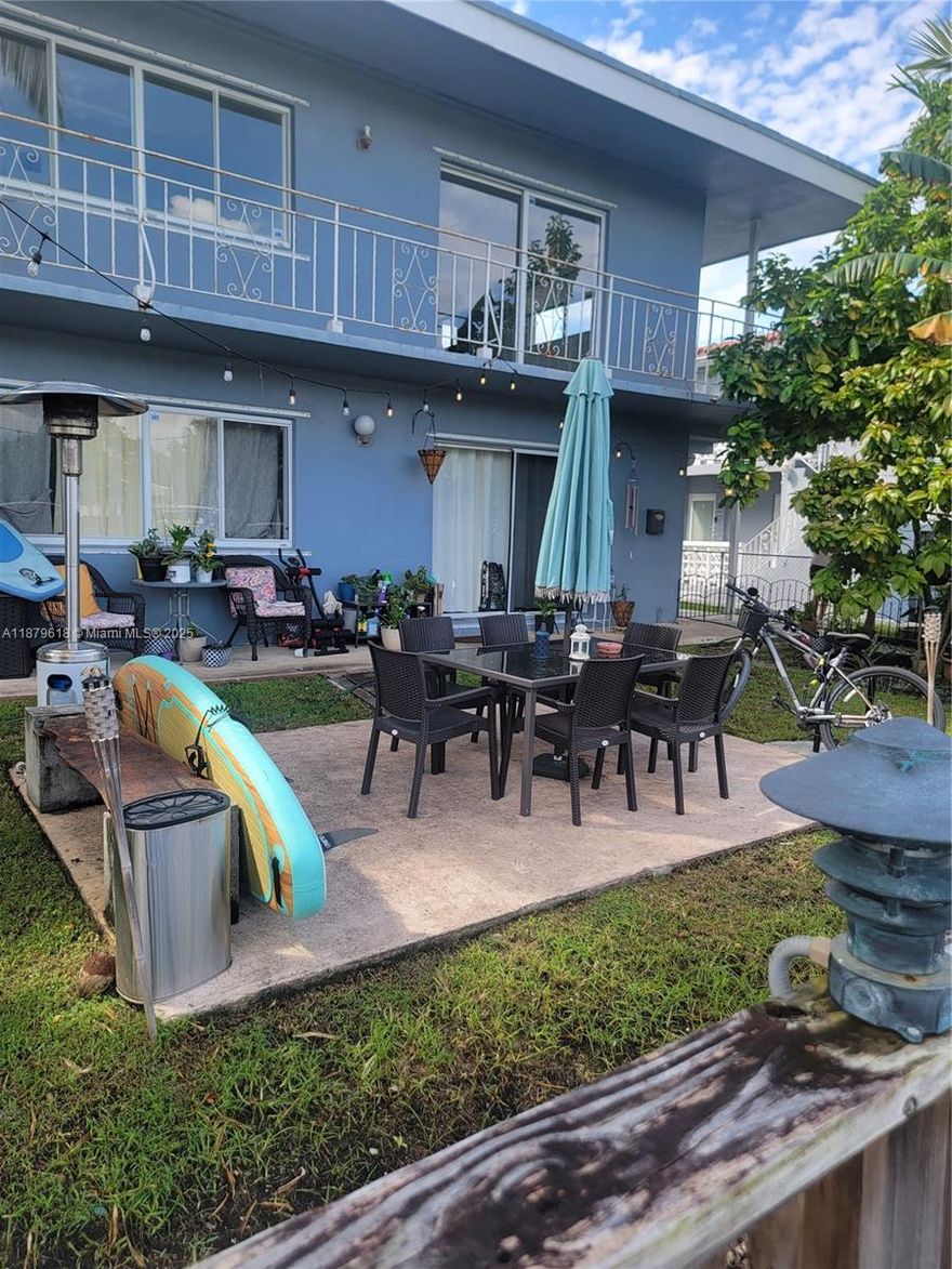 2/2 on the first floor of a quiet building. 5 minutes to Collins Avenue with beaches, Supermarkets, Restaurants and shopping.  Unit faces the canal and Normandy Golf Community. Washer/dryer, central A/C. Updated appliances. 
2 assigned boat slips to enjoy the ocean access  through Haulover Beach
Feel the privacy of your own, assigned backyard. 
Tenant occupied
Street parking