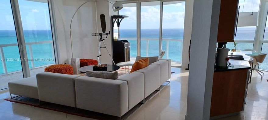 Ocean direct amazing views plus the Intracoastal and city skyline from the much-sought line at Akoya, rarely on the market. Enjoy sunrise and sunset from this Miami Beach Ocean Front building with direct beach access. Unit was converted into a 2 bedroom plus big den. High-end interior materials, marble floors, and top-of-the-end stainless steel kitchen appliances. Enjoy relaxing at the beach. Art work not included. Beach Service, gym, sauna, racquet/tennis court, 24 hours security/concierge, business center 2 assigned parking, plus valet.